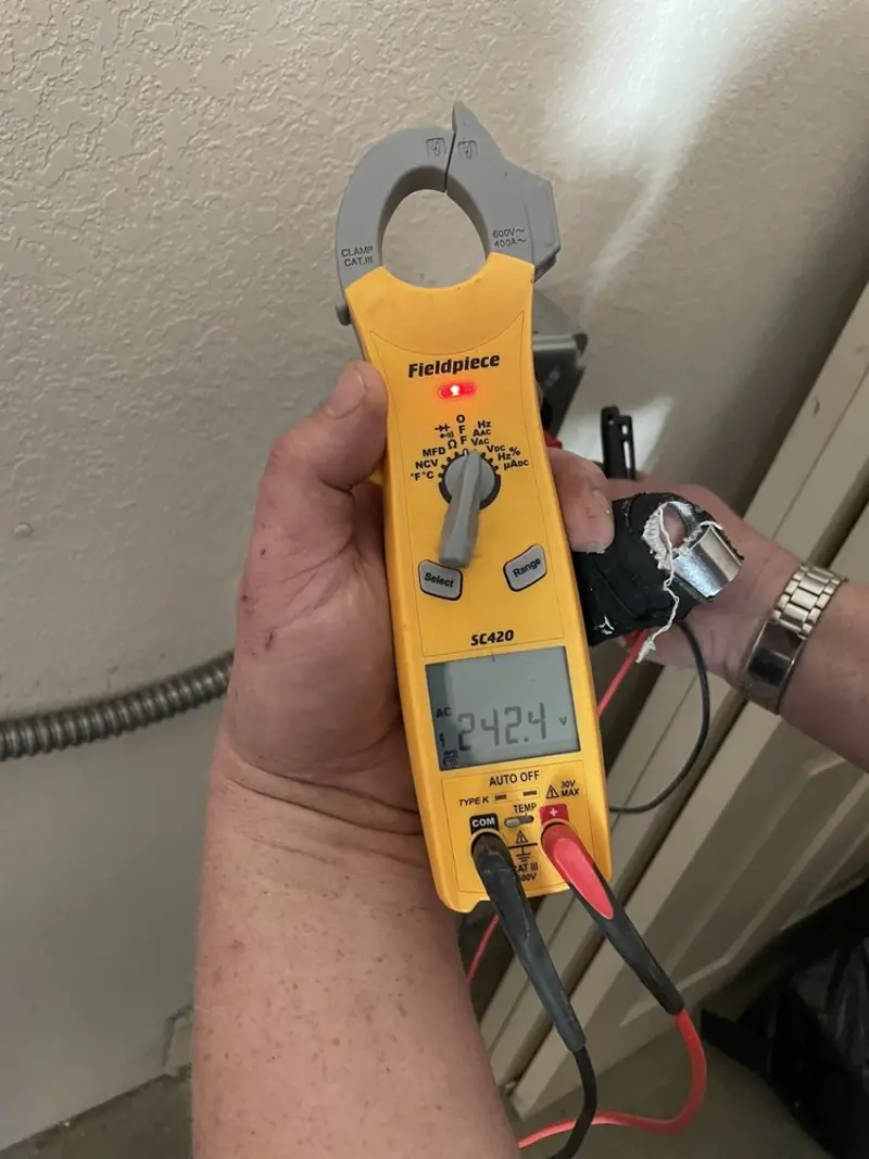 Voltage testing with clamp meter during Generator Installation in Groesbeck